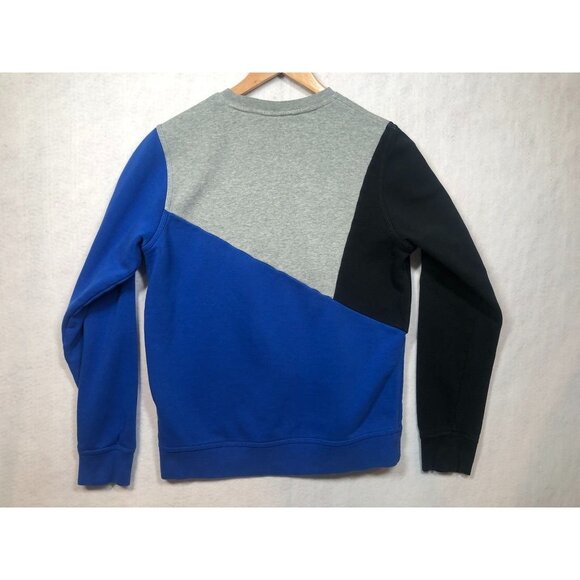 Nike Crew Neck Sweatshirt Spellout Logo 584953 Colorblock Gray Blue Mens Medium - Picture 2 of 7